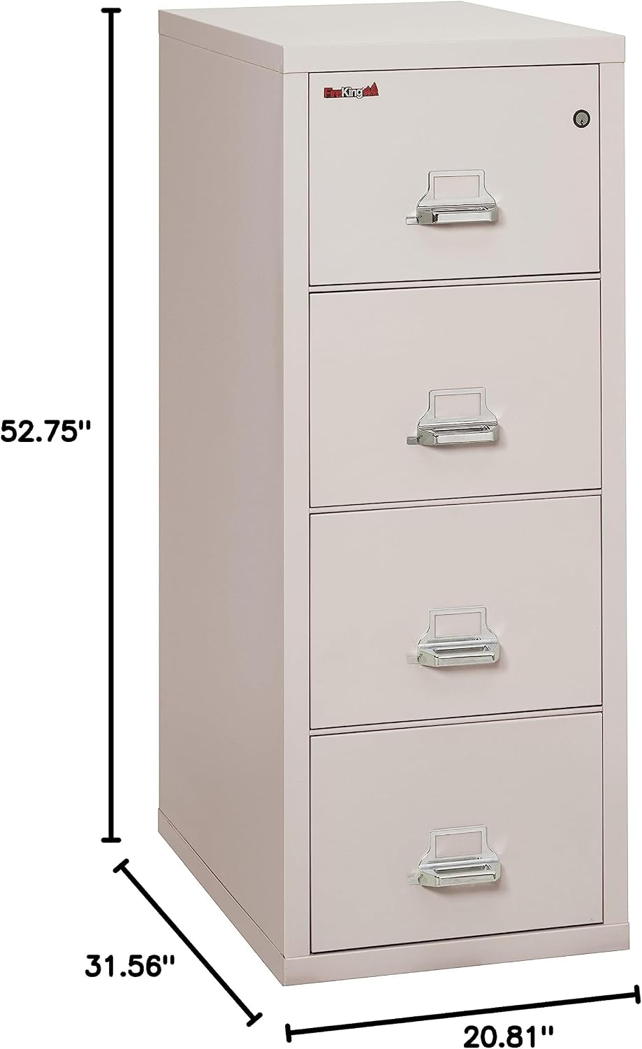 FireKing Fireproof Vertical File Cabinet (4 Legal Sized Drawers, Impact Resistant, Water Resistant), 52 .75" H x 20.81" W x 31.56" D, Platinum