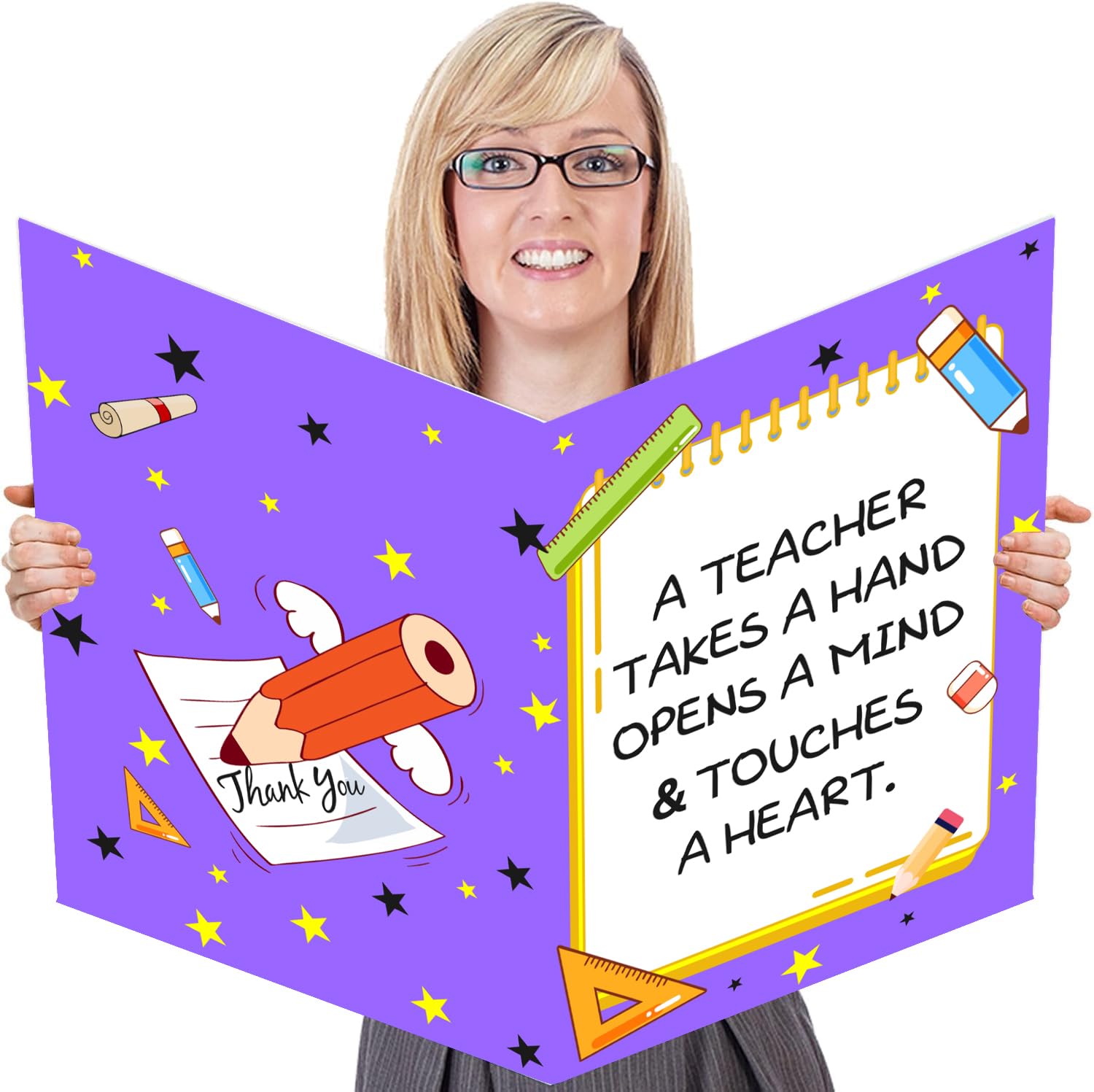 Giant Thank You Cards For Teacher with Envelope Thank You Teacher Appreciation Week Large Appreciation Card Jumbo Teachers Greeting Card Happy