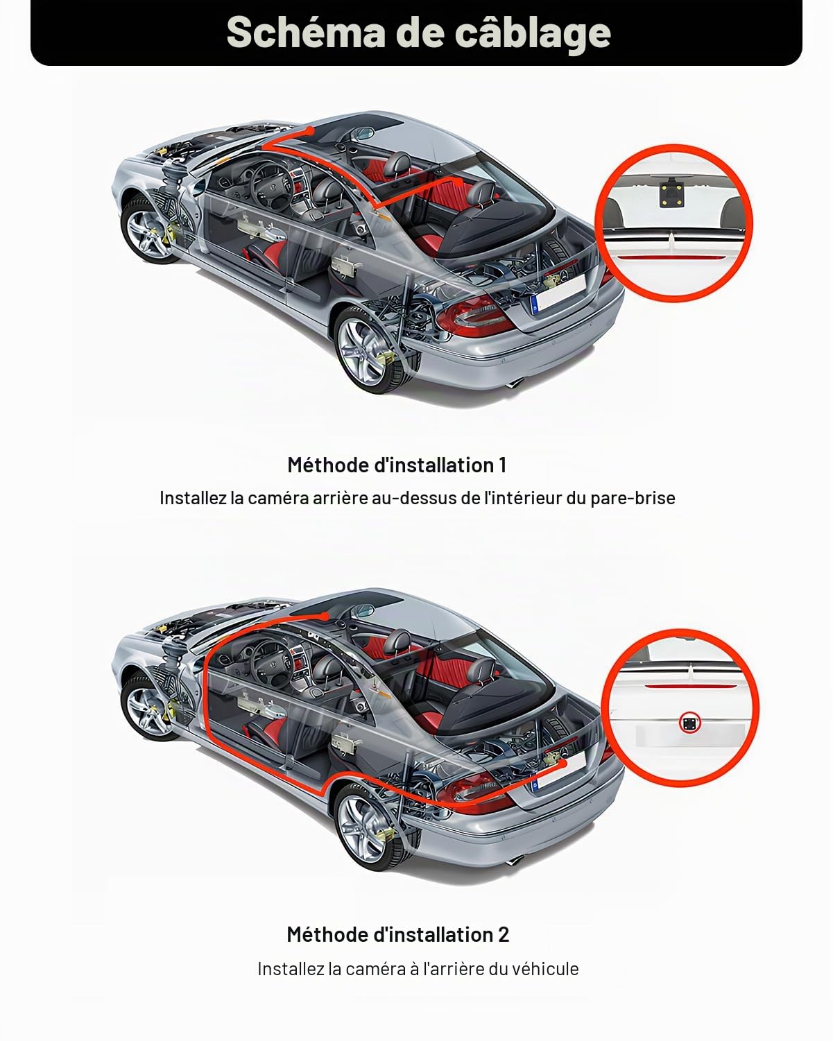 6M Cable Camera de Recul Double Blindage Amélioré pour Connecter Un Moniteur et Caméra de Recul, Vidéo Cable Rallonge Male Male avec 1 Adaptateur RCA Femelle Femelle et 1M d'alimentation DC Extension