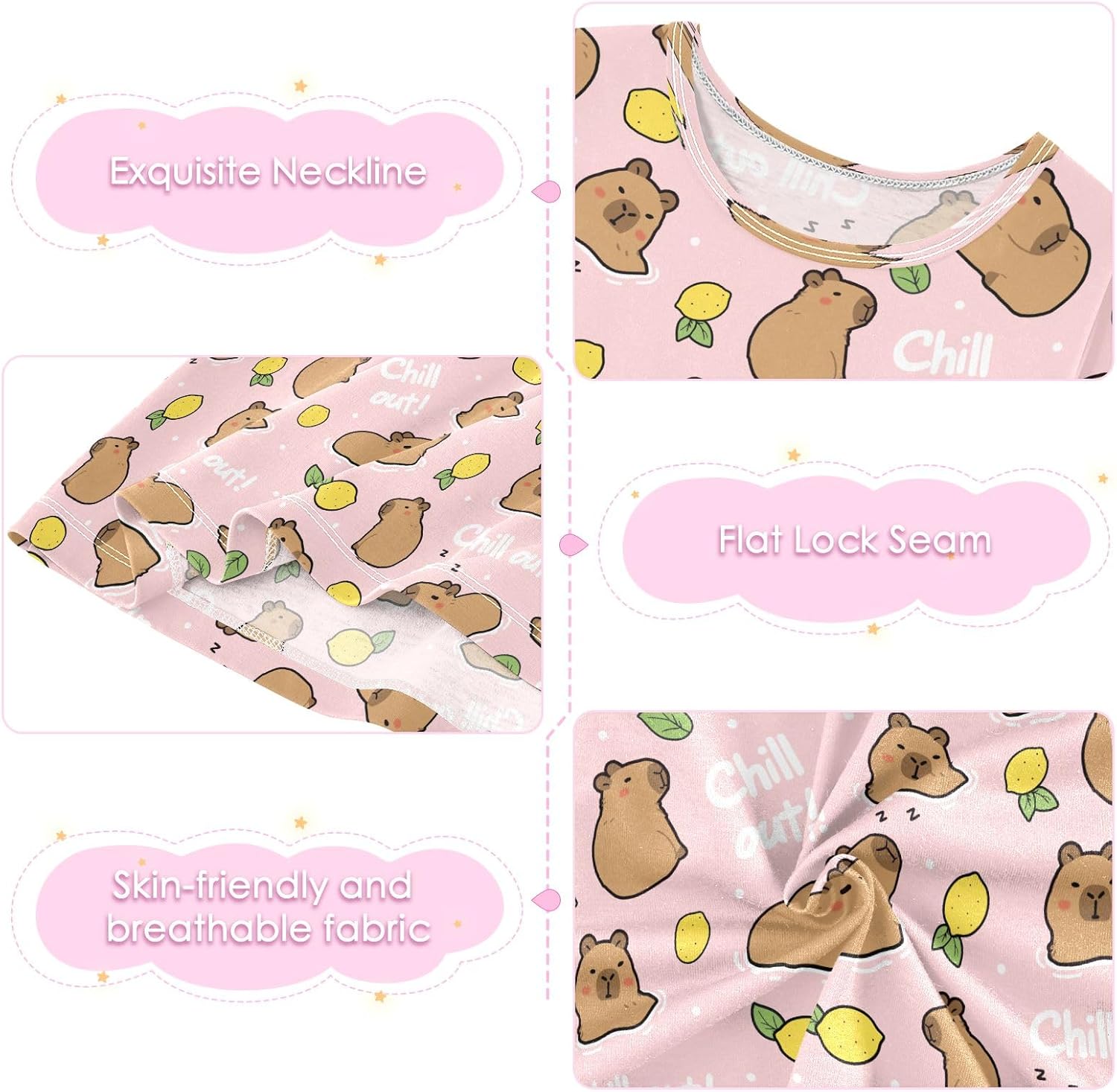 Toddler Girl Dresses Daisy Cute Capybara Long Sleeve A-line Casual T-Shirt Dress - Image 6