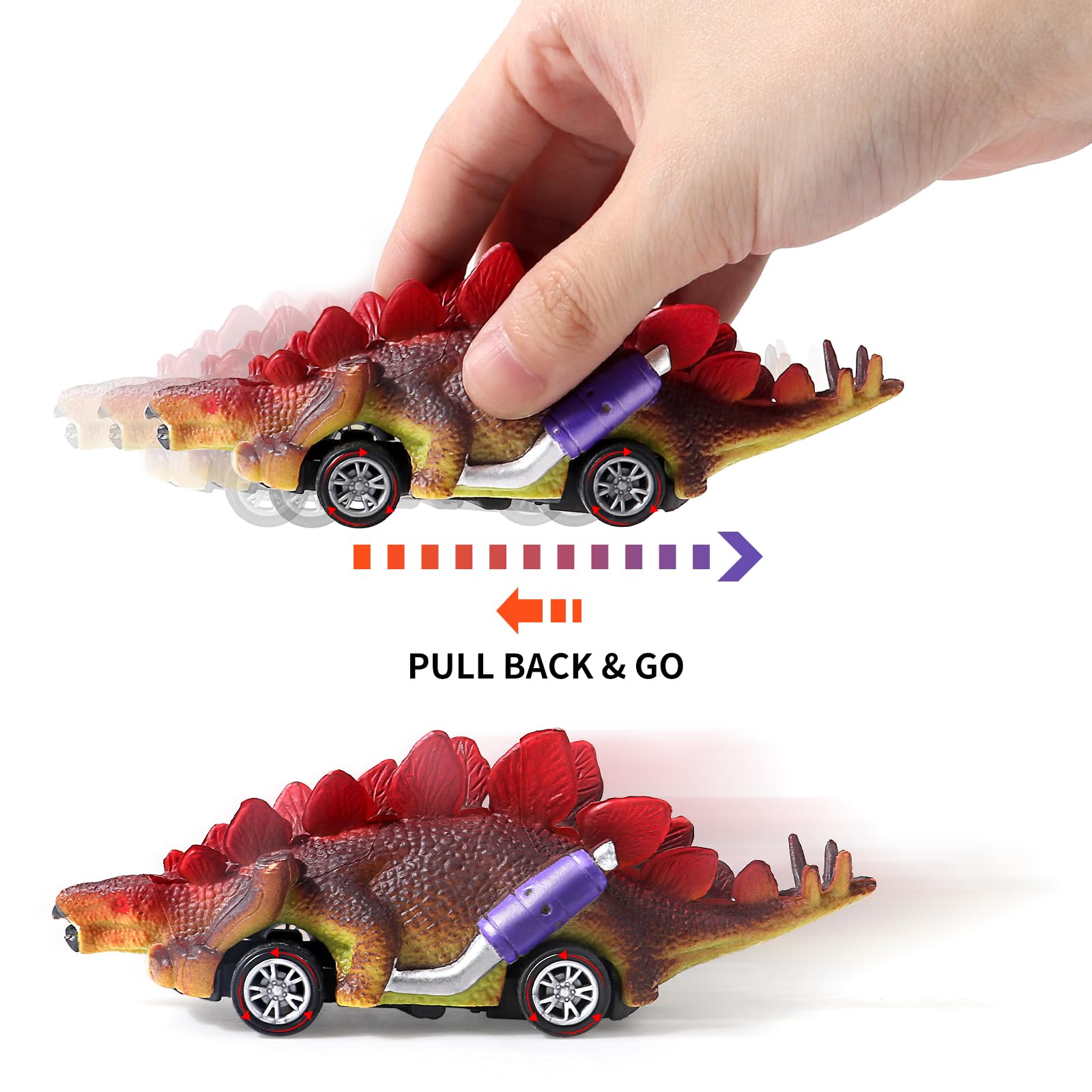 AIQI Dinosauro Macchinine Giocattoli per Bambini, 6 Pezzi Dinosauro Giocattolo Tirare Indietro Auto, Auto Pull Back con Dinosauri Giocattolo Regali per Ragazzi Ragazze di 3 4 5 6 7 8 Anni