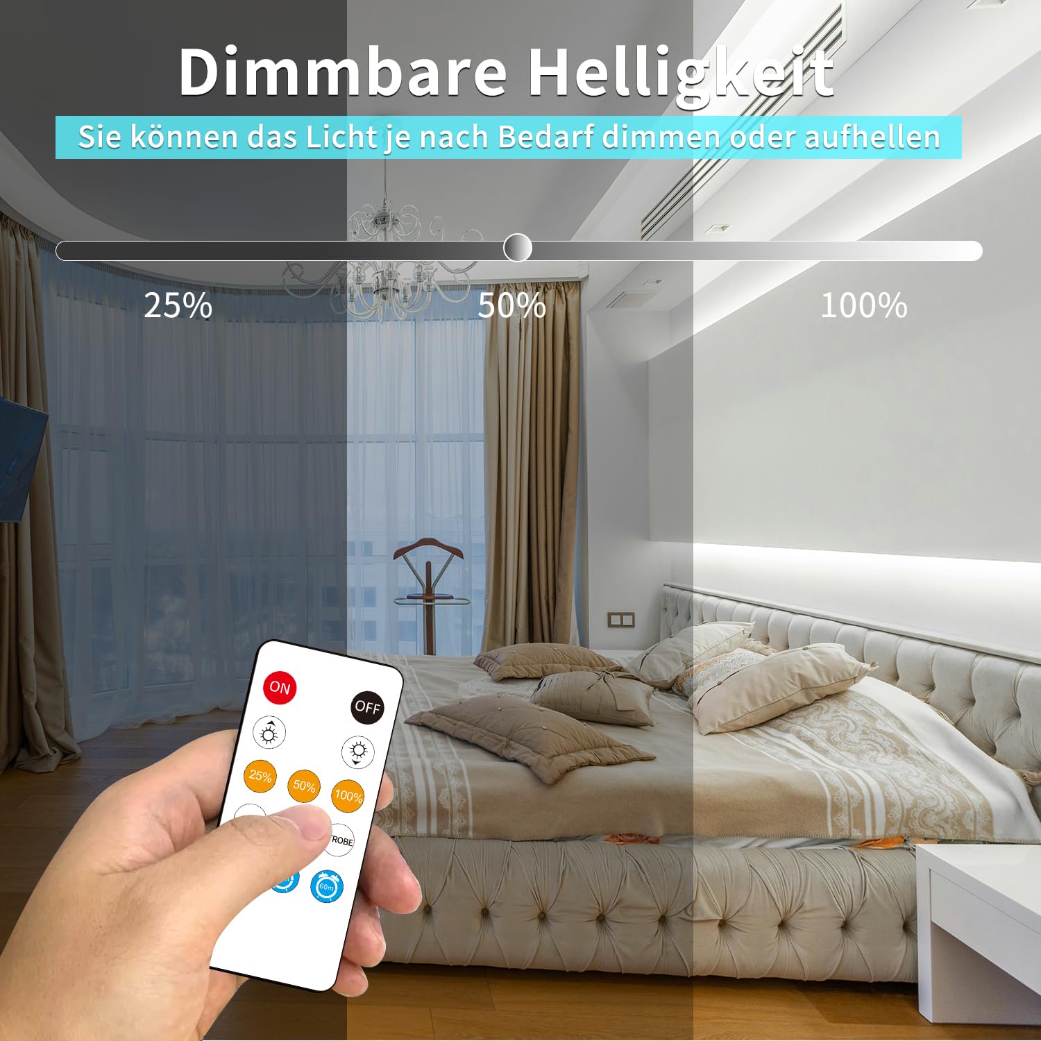 COB LED Streifen 10m - APP Steuerung, Dimmbar, 3000K Warmweiß