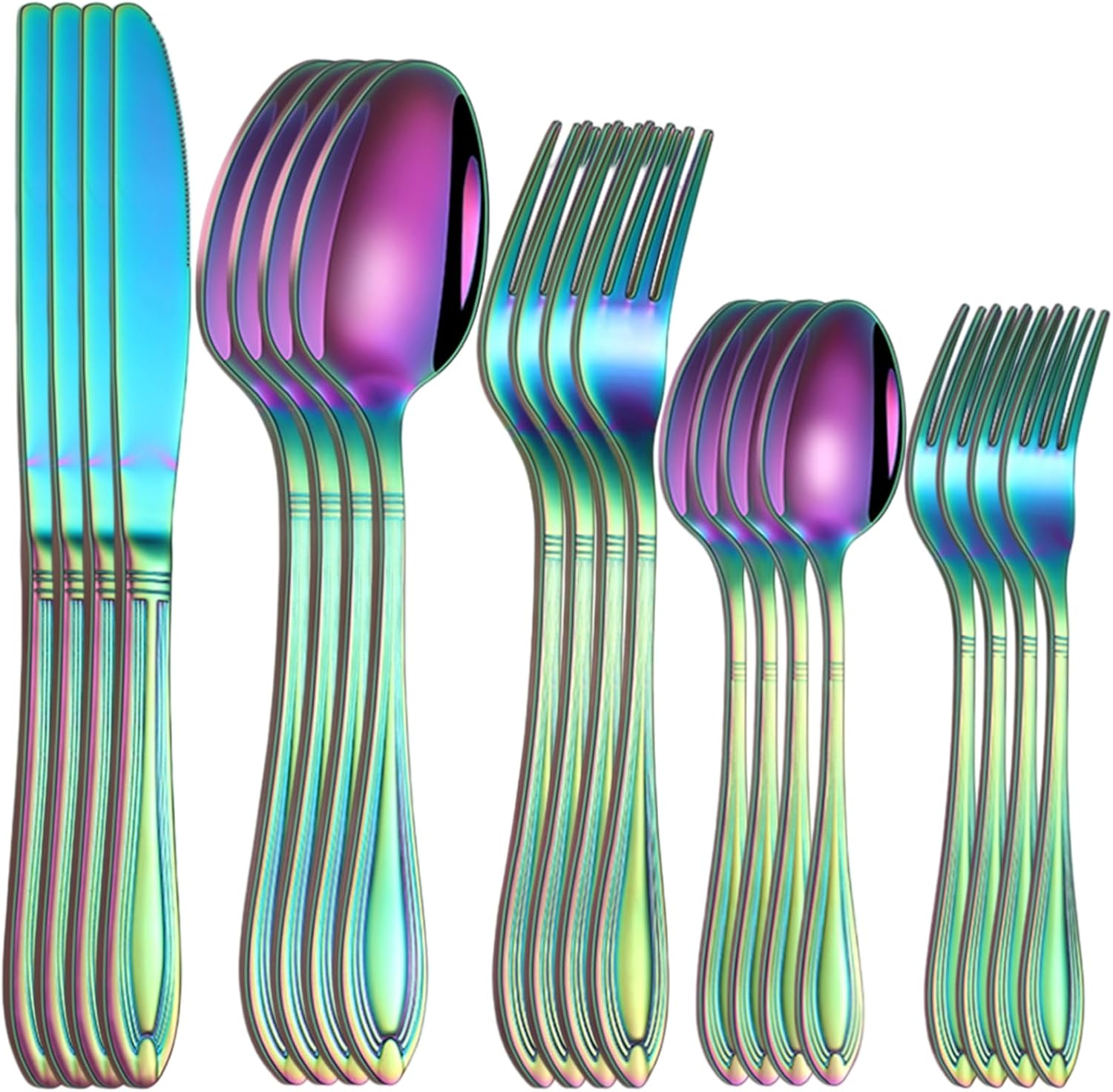 vilihkc Flatware Set 20pcs Colorful Silverware Set,Stainless Steel Flatware Service