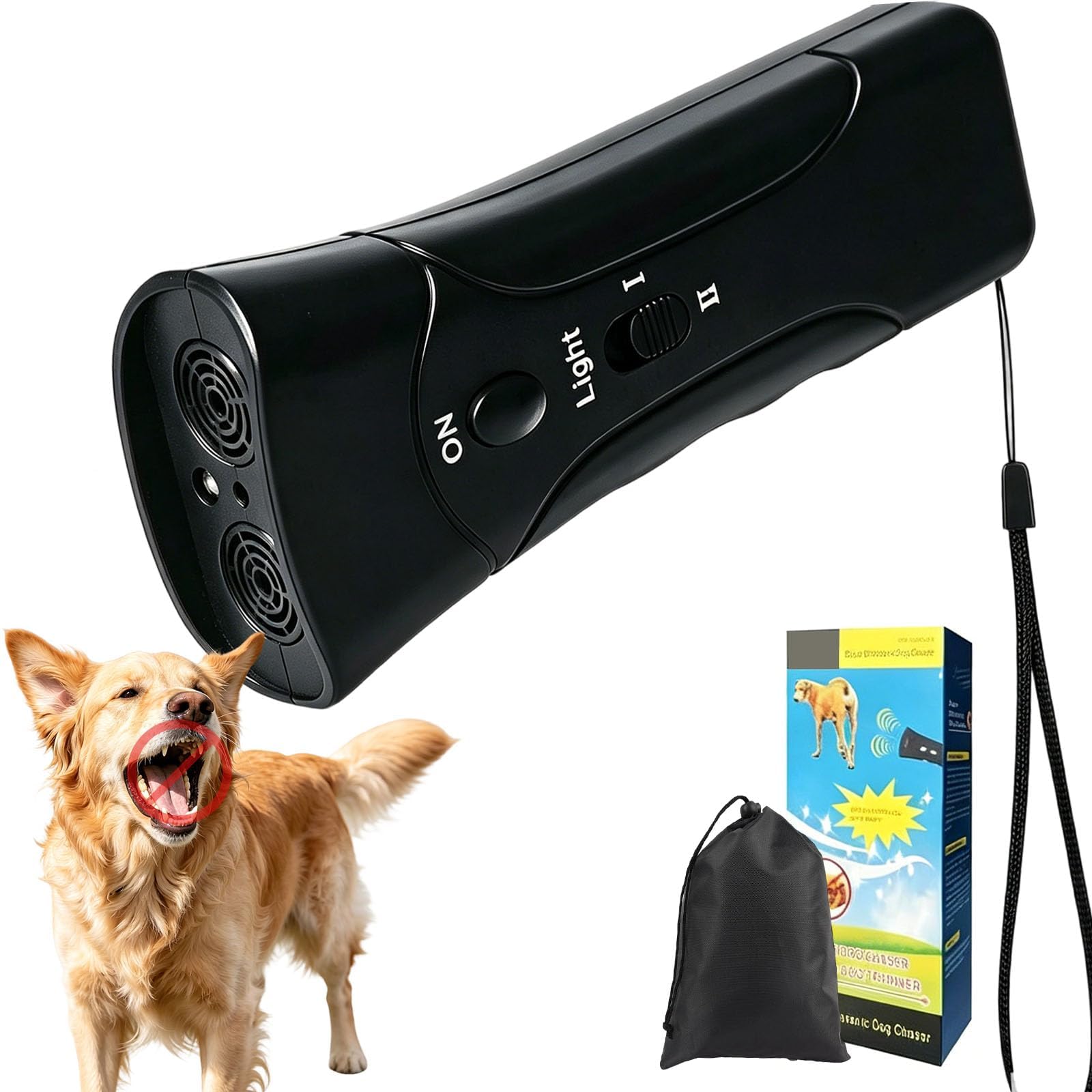 Pet Gentle Dog Training, Pet Gentle Anti Barking Device With Led Flashlight, Anti Barking Device for Dogs- 3 Training Modes, 33FT Range to Correct Bad Behavior, Top Excessive Barking (Black 1 pcs)