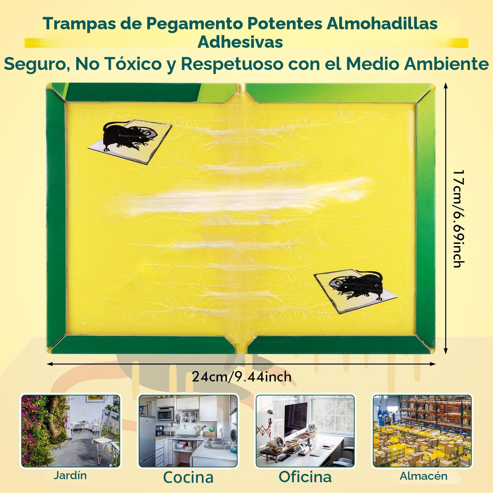 14Pcs Trampa Pegamento Ratones, Profesional Trampas para Ratones Ecológicas, Trampa Adhesiva para Ratas, Potentes Trampas para Ratas Grandes Adhesivas, Trampas Ratas Apto para Cucarachas Y Arañas
