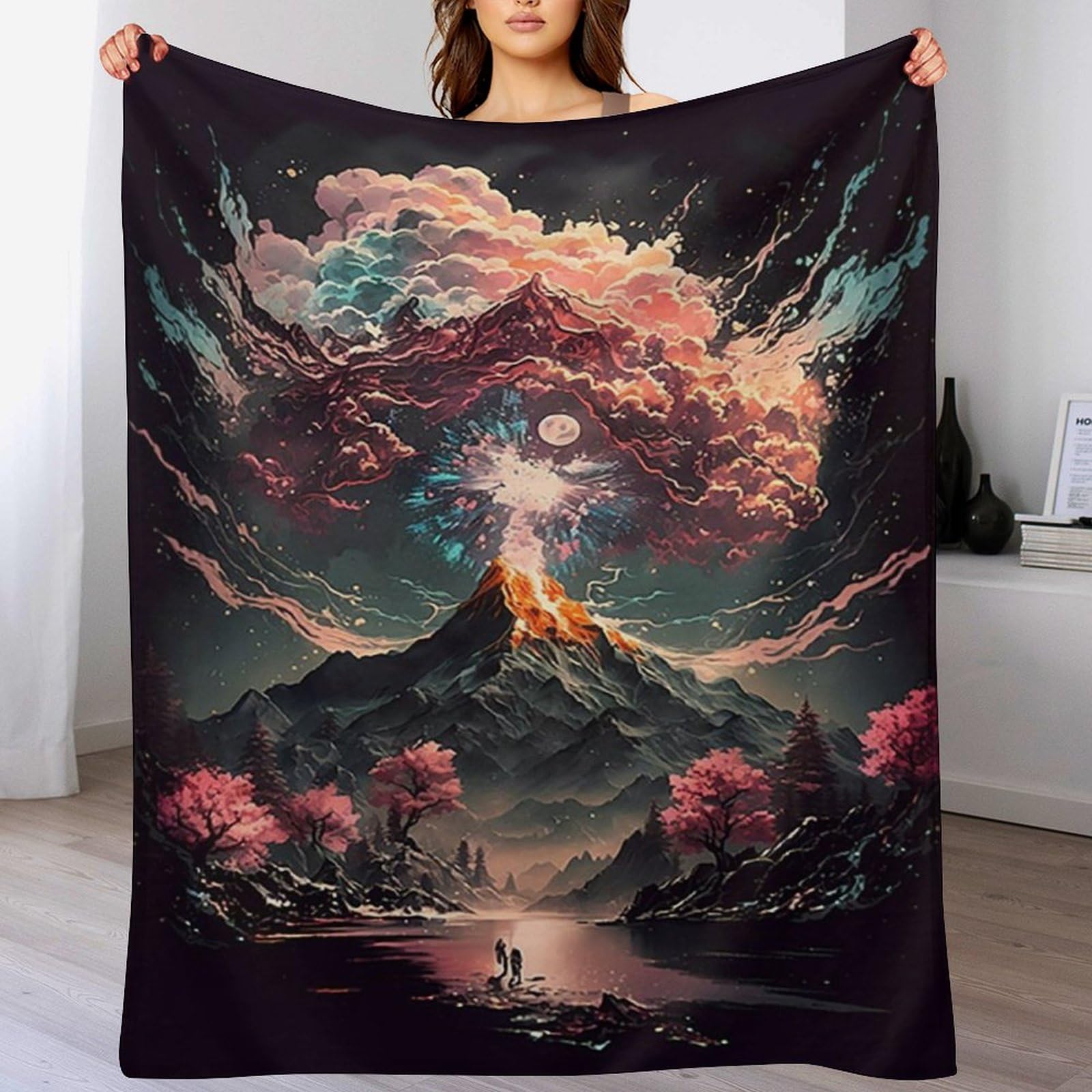 Manta de estilo japones de cereza 150x200 para cama de matrimonio colcha ligera transpirable