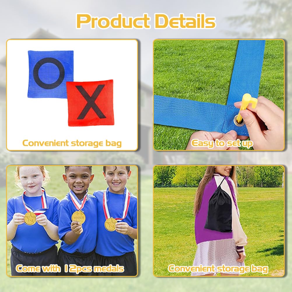 Enorme Tic Tac Toe - Set da Gioco per Esterni, 1,2 m, con Sacco, per Giardino, Spiaggia e Campeggio, Giochi da Giardino e Giochi All'aperto per Adulti, Bambini e Feste in Famiglia