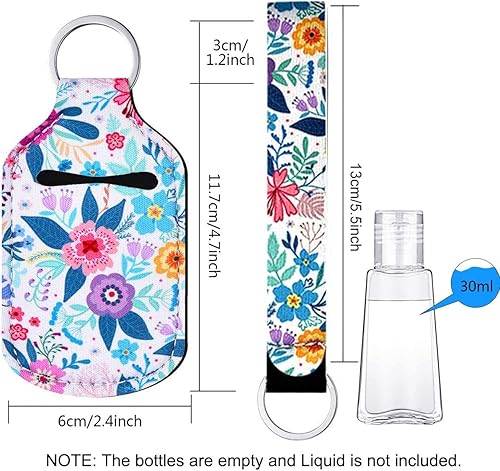 Miniatura 5 de PUEZOKLY Juego de 40 llaveros de botellas de viaje con soporte para muñequera, soporte para desinfectante de manos con botellas vacías