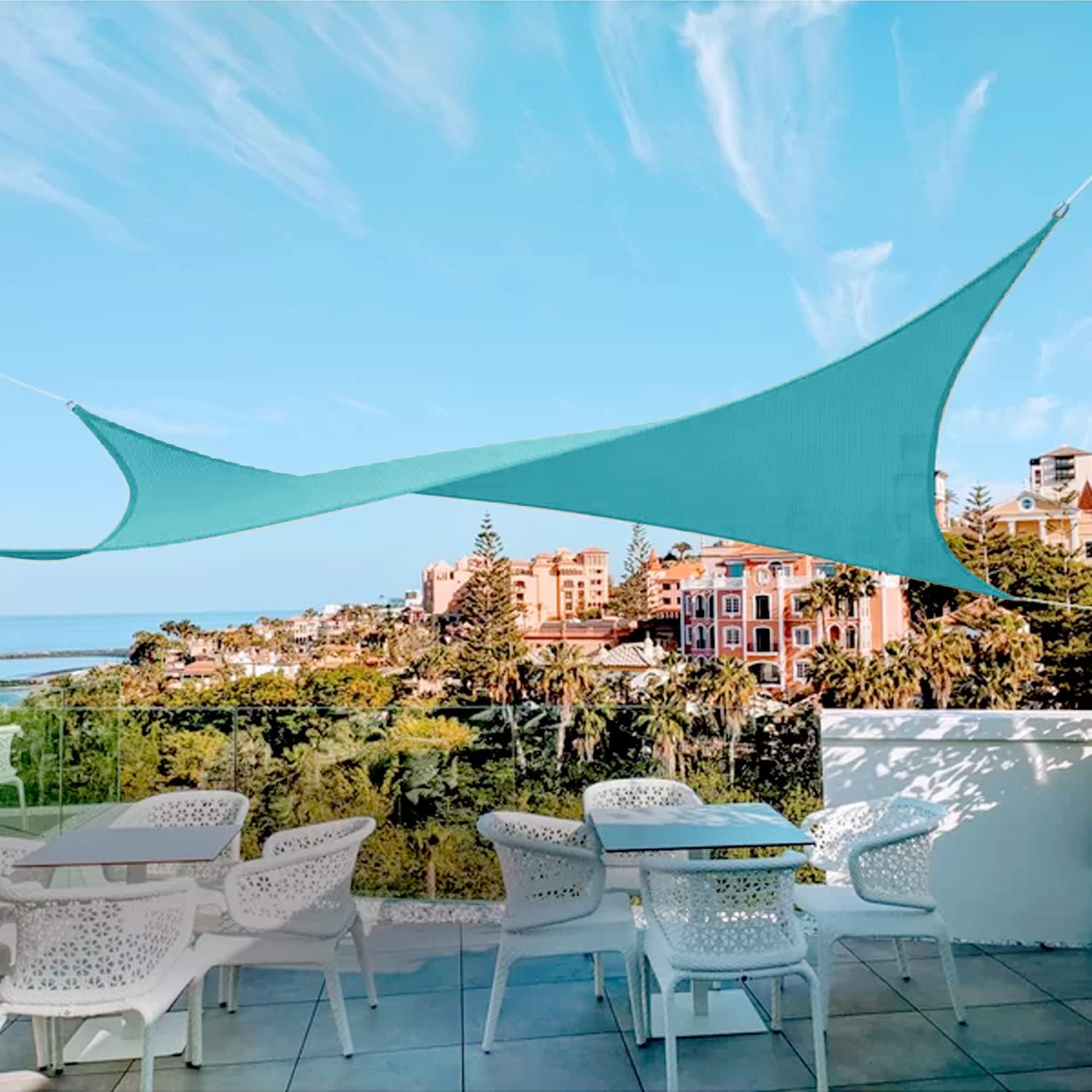 7' x 9' Heavy Duty Sun Shade Sail Commercial Grade with Hardware Kit for Awning Outdoor Patio Cloth Screen Sunlight Blocking (Turquoise)