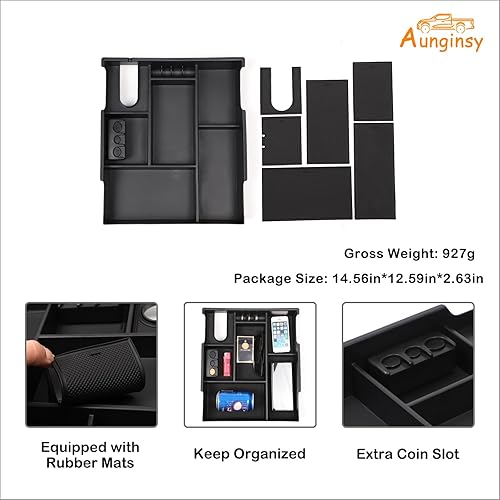 Vista 35 de Caja de almacenamiento para reposabrazos de automóvil, compatible con Toyota Tundra 2007-2021/Sequoia 2008-2020, bandeja organizadora de consola