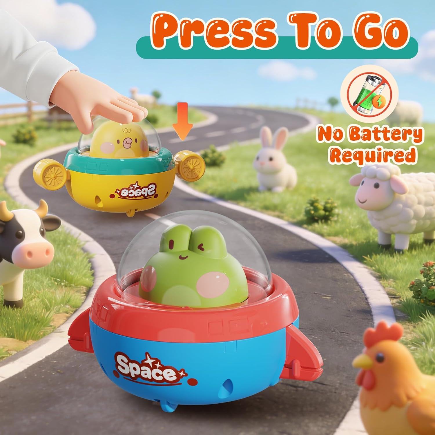 4PCS Animals Cars Toys for 1 Year Old Boy,Press and Go Cars for Toddlers 1-3,Cute Baby Toys 6-9-12-18 Months,1 Year Old Boy Toys for Travel,1st Birthday Gifts for Boys & Girls