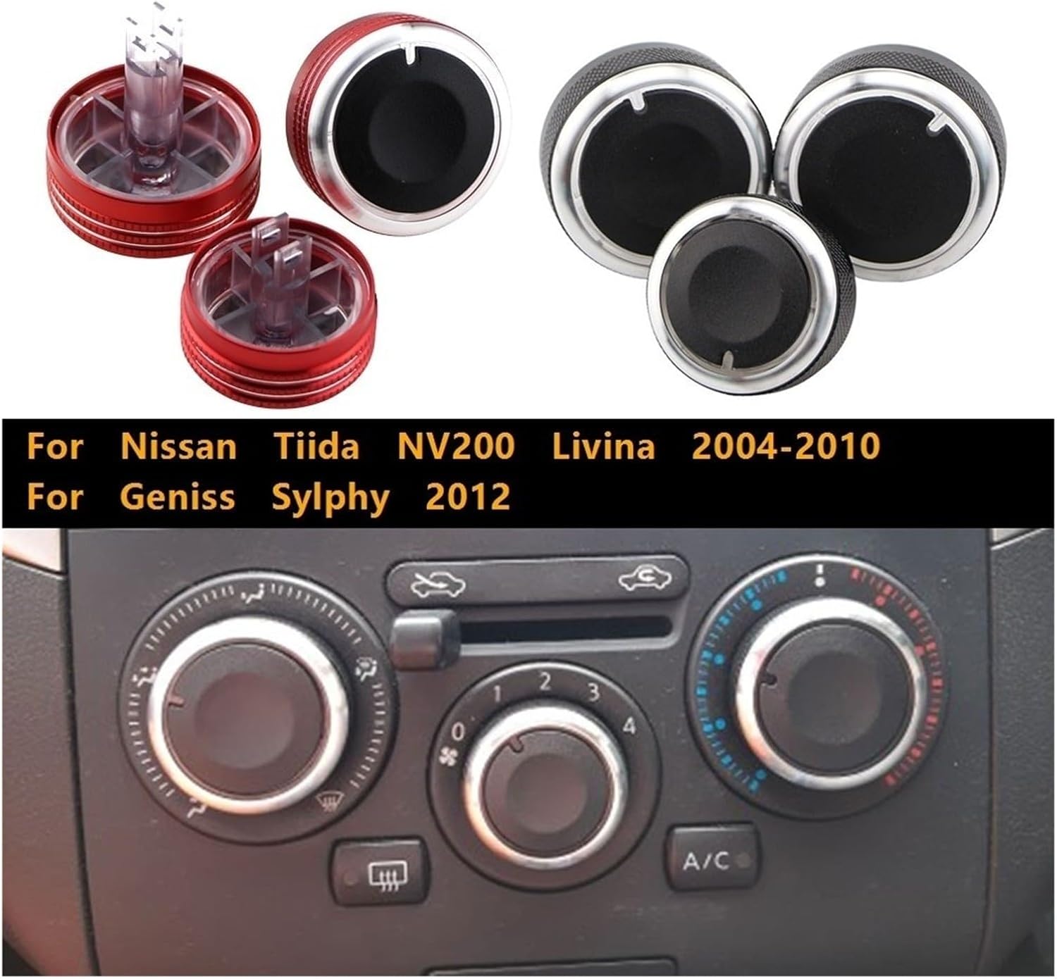 VEADONS Car AC Knobs | Compatible With Nissan Tiida Livina Geniss Sylphy