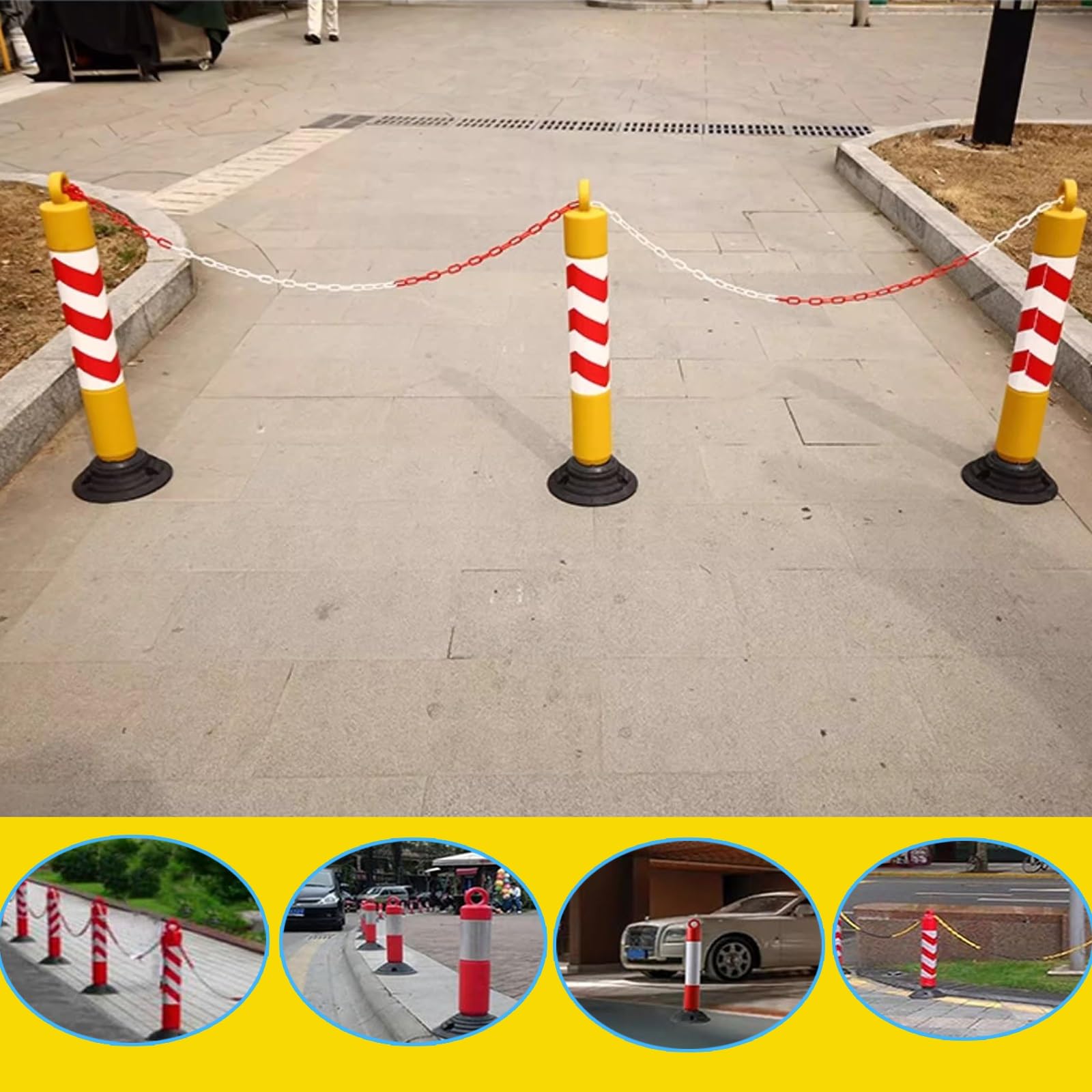 Barriera di Sicurezza， Colonna di Segnalazione Portatile Flessibile da 29,5"(Black,2pcs)