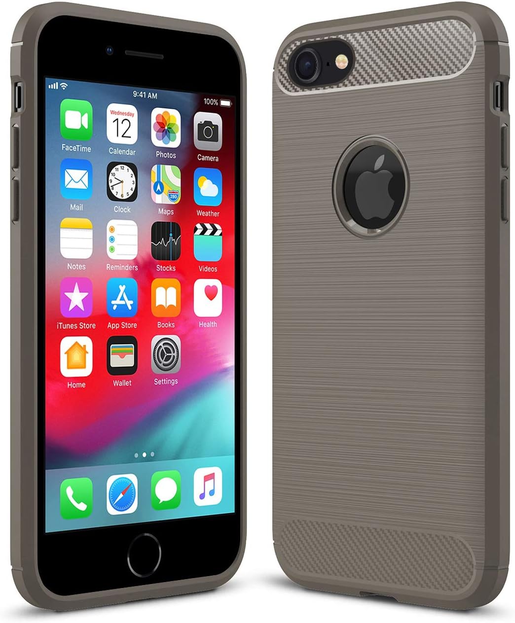 iPhone 5 / 5s / Se 2016 Case Shockproof Silicone Light Brushed Grip Protective Cover For Apple iPhone 5/5s/Se 2016 Grey + Free Screen Protector
