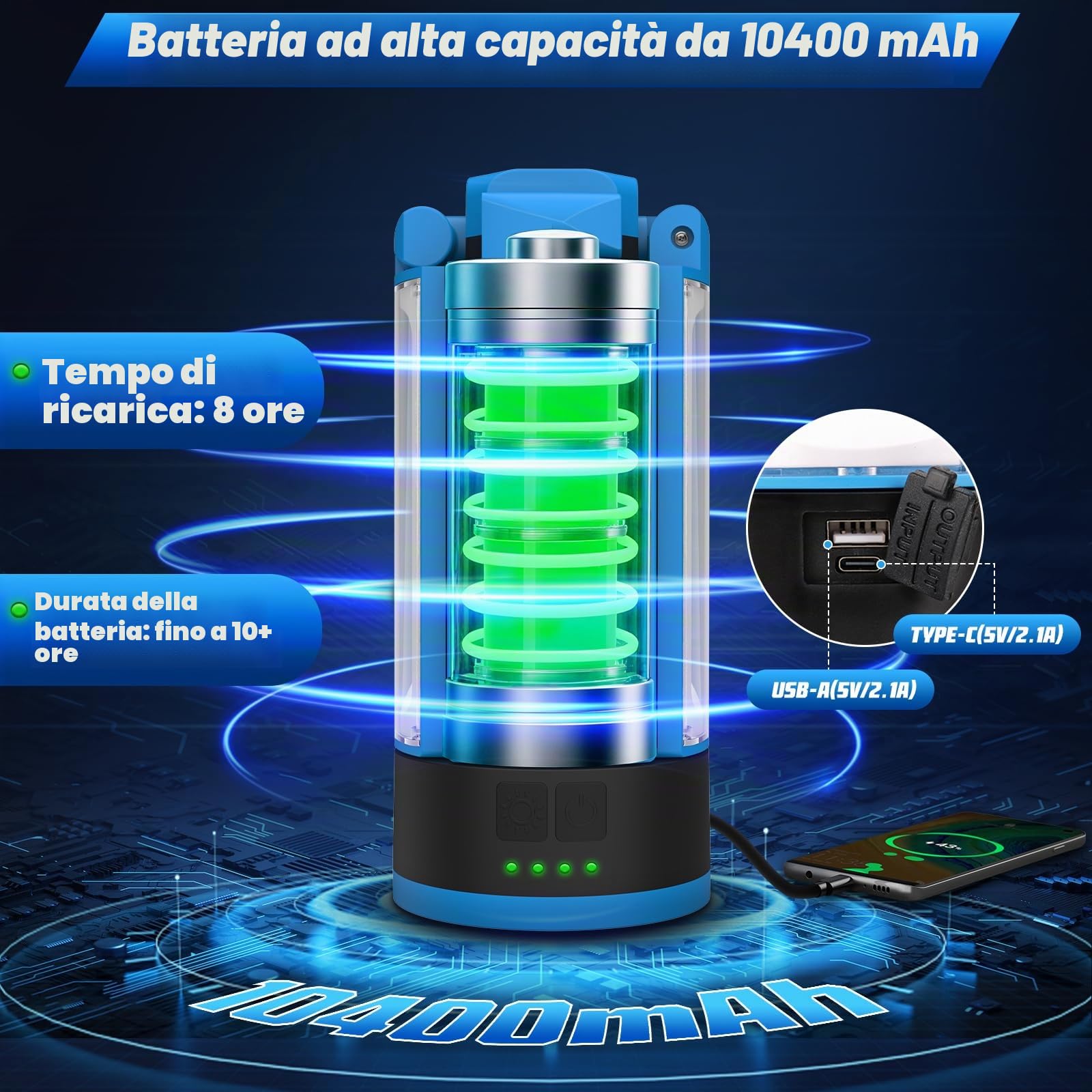 Proiettore Ricaricabile a LED con Treppiede Telescopico 10400mAh Proiettore da Cantiere 4 Modalità, 6000K Faro da Lavoro Cordless con Borsa da Trasporto per Garage, Campeggio, Esterni, Interni