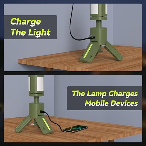 Miniatura 4 de Luz telescópica para acampar con soporte, linterna LED recargable de 14000 mAh con puerto de carga, modos SOS y RGB, luz de trabajo con base