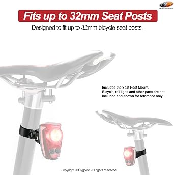 Cygolite Seat Post Mount for Hypershot, Hotshot Pro, and Hotshot Bicycle Taillight Series with Hard Mounts