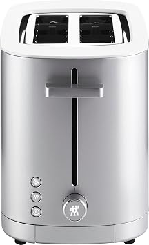 ZWILLING Enfinigy toaster, with 3 automatic programs, 7 roasting degrees and capping function, 2 slits short for 2 slices, silver (without small bread cap)