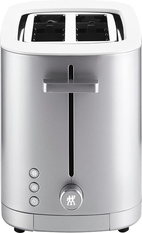 ZWILLING Enfinigy toaster, with 3 automatic programs, 7 roasting degrees and capping function, 2 slits short for 2 slices, silver (without small bread cap)
