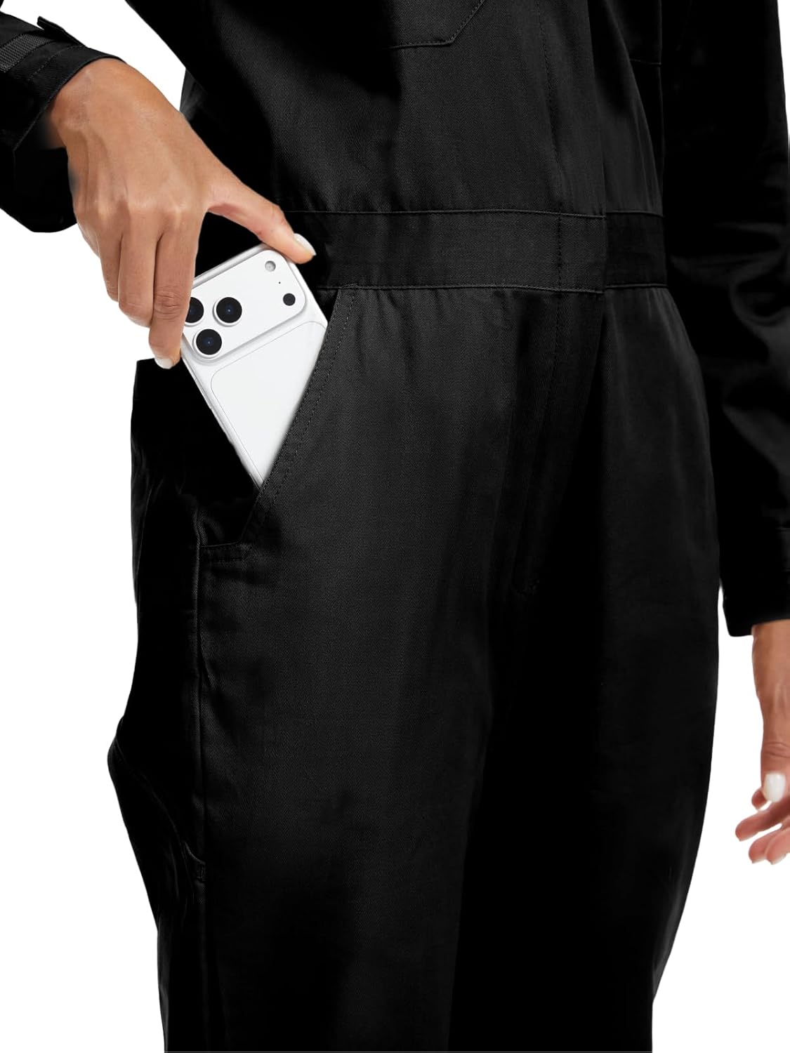 WORK IDEA Women's Long Sleeve Coveralls - 100% Cotton Work Jumpsuits Action Back And Utility Pockets with Hook - Image 5