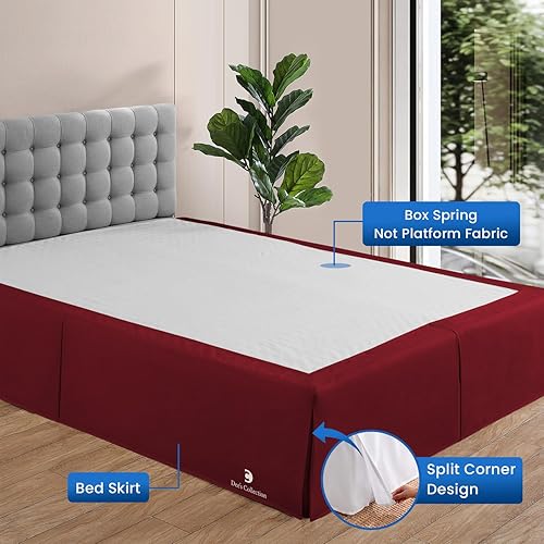 Miniatura 2 de Dee's Collection Falda de cama mágica color burdeos, tamaño Queen, faldas de cama mágicas de esquina dividida de 21 pulgadas, faldas de cama mágicas