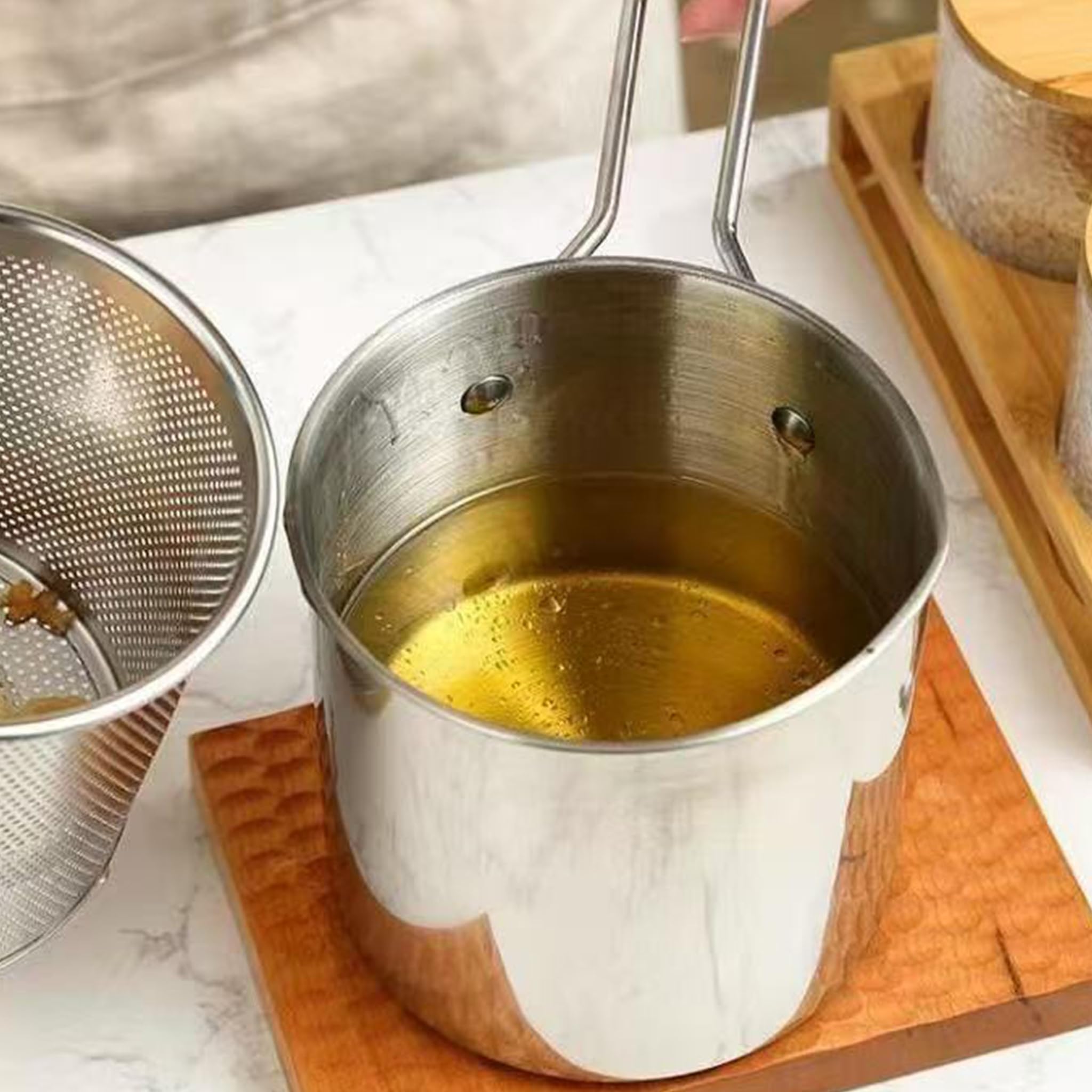 Friggitrice in acciaio inossidabile con cestello, cestello estraibile da 1, 2 litri