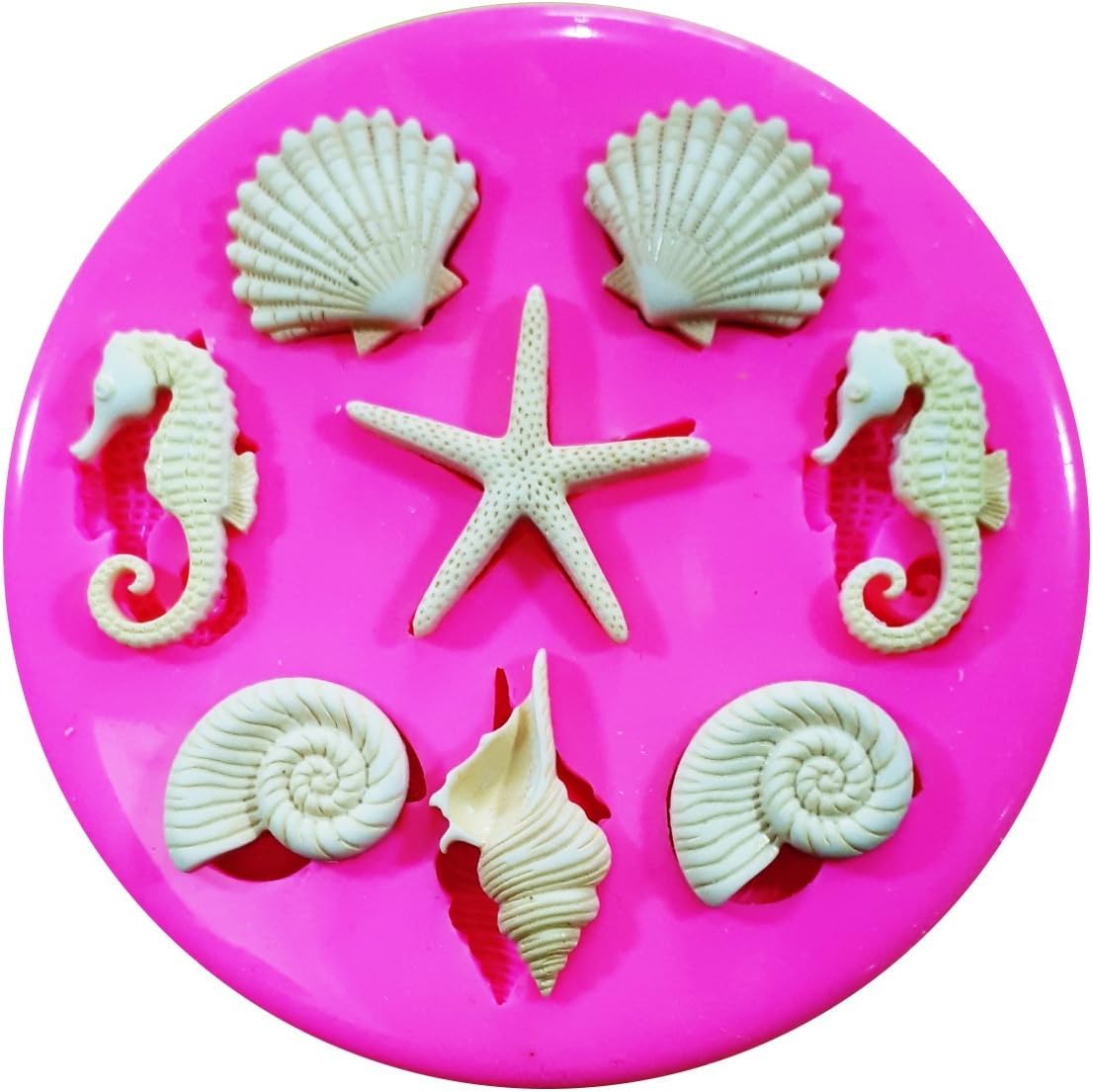 Seashore Sea Shells Starfish and Seahorses Silicone Mould Mold for Cake Decorating Cake Cupcake Toppers Icing Sugarcraft Tool by Fairie Blessings
