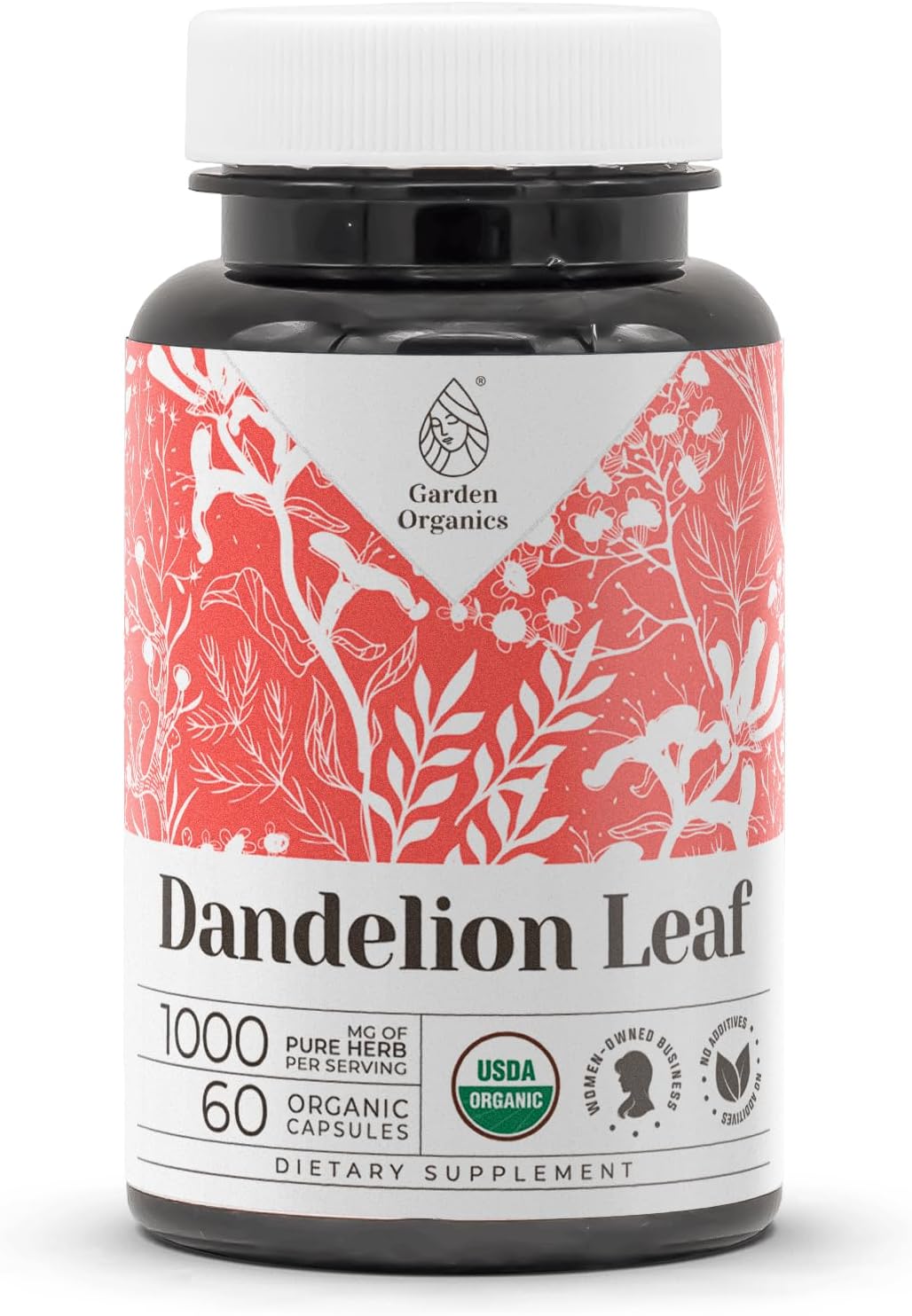 Dandelion Leaf USDA Organic 60 Capsules | Digestive System, High-Potency Supplement | Certified Organic Vegetarian Capsules and Organic Dandelion (Taraxacum Officinale) Dried Leaf (60 Capsules)