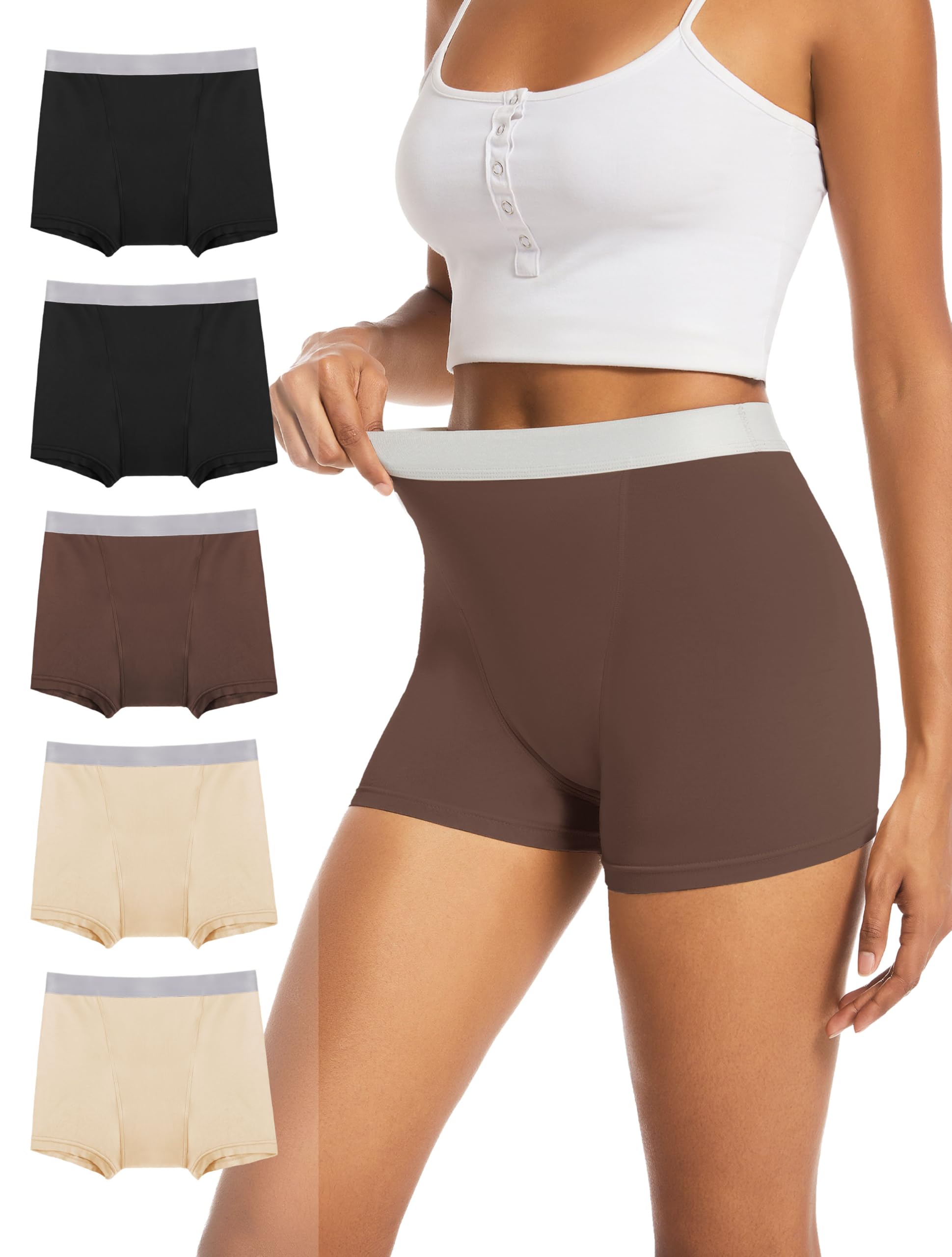 TIICHOO Period Underwear for Women Heavy Flow Leakproof Menstural Underwear Period Shorts 5 Pack