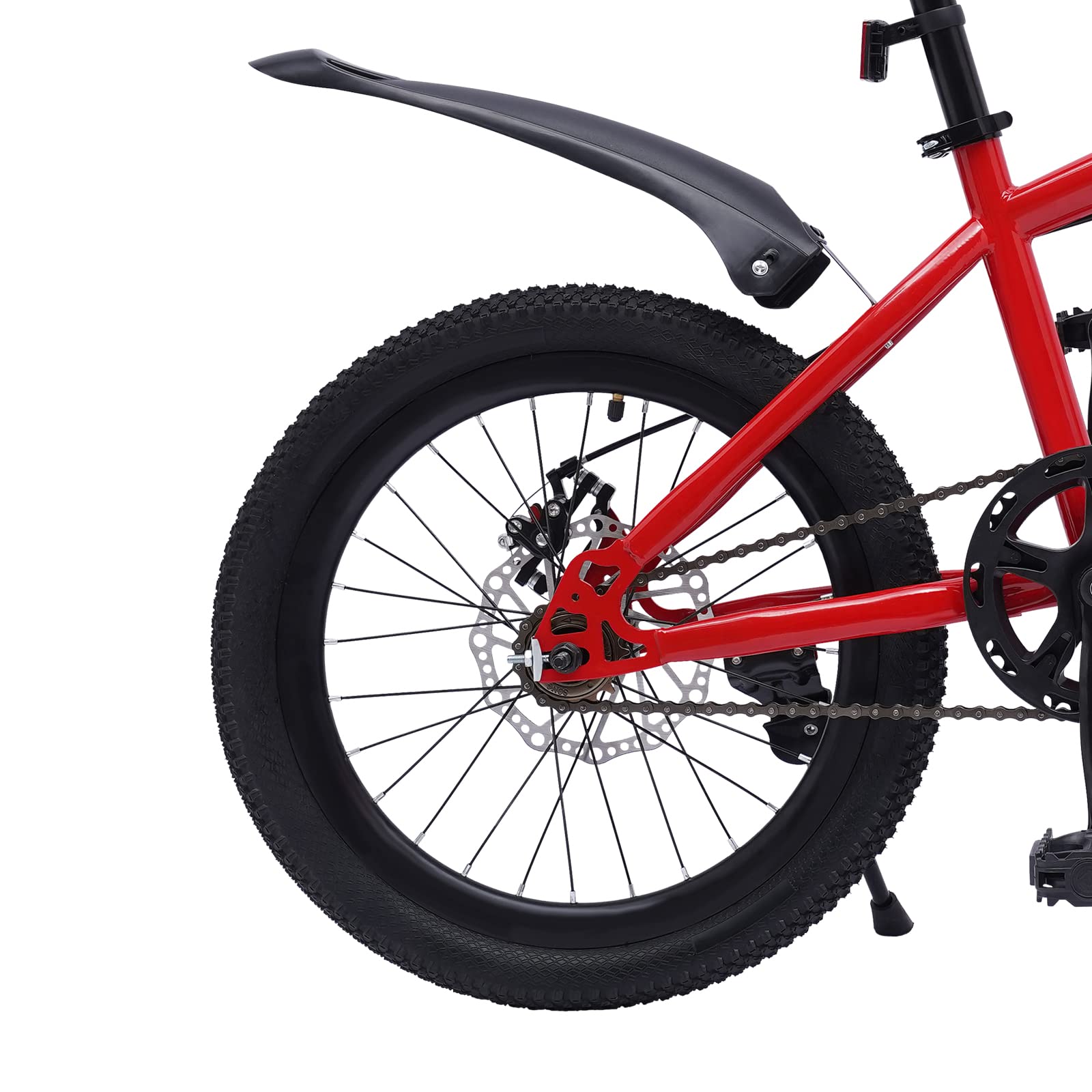 18 Pollici Mountain Bike Bici per Bambini Adatto Ragazzi Ragazze Donne Uomini Superficie PU Imbottitura Spugna Alta Acciaio al Carbonio Ruote Gomma (Rosso e Nero)