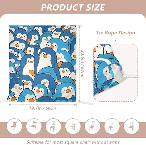 Miniatura 3 de Cute Cartoon Penguin Blue Decorative Dining Chair Covers for Home, Restaurant, Banquet Washable Dining Table Chair Covers protectores de sillas para