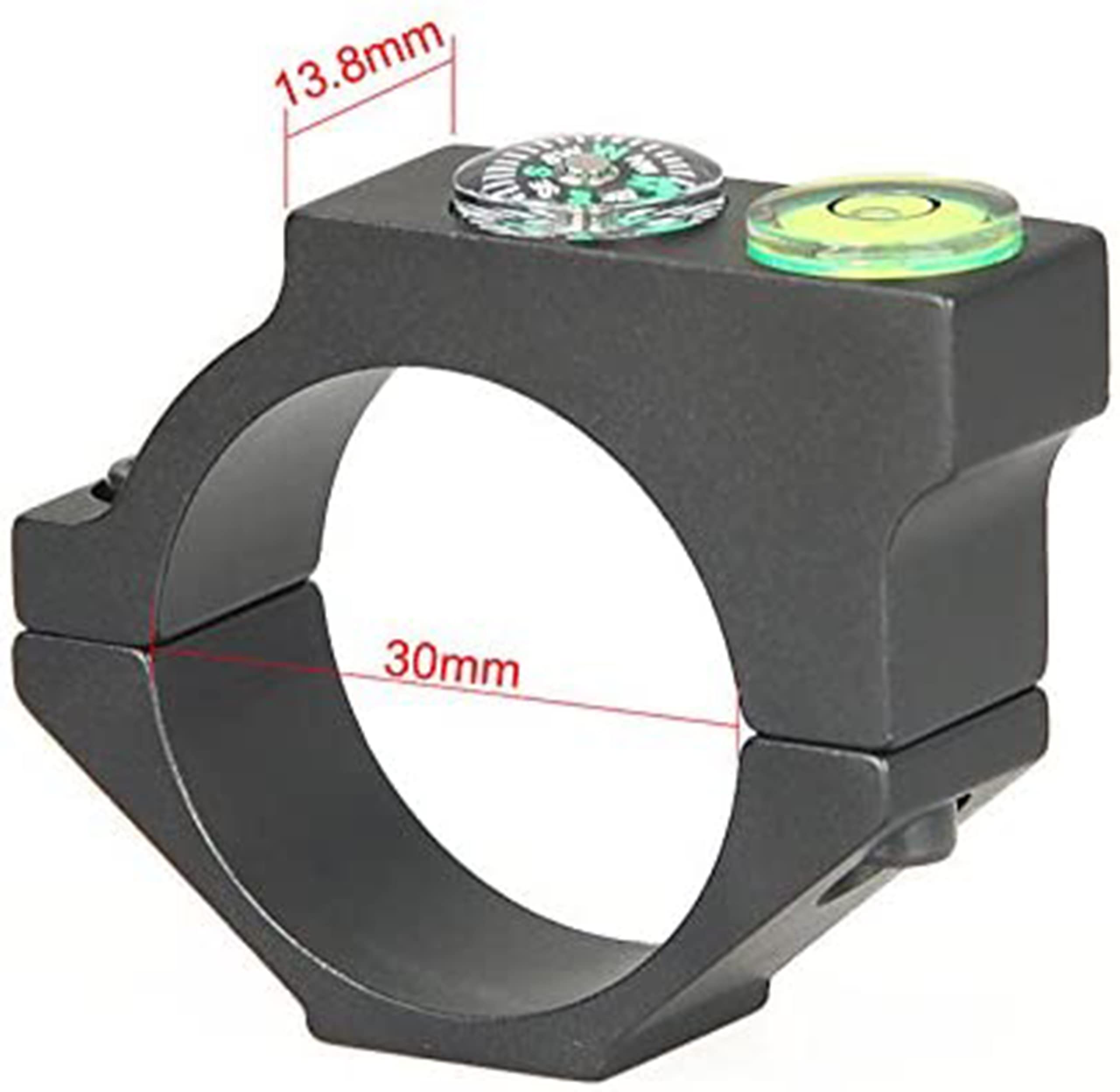 Nivel de Burbuja + Brújula 30mm para Airsoft Rail Picatinny Visor Soporte de Anillo Rail Táctico para Rifle Scope Tubo Visor Montaje para Arma Caza Paintball Adaptador