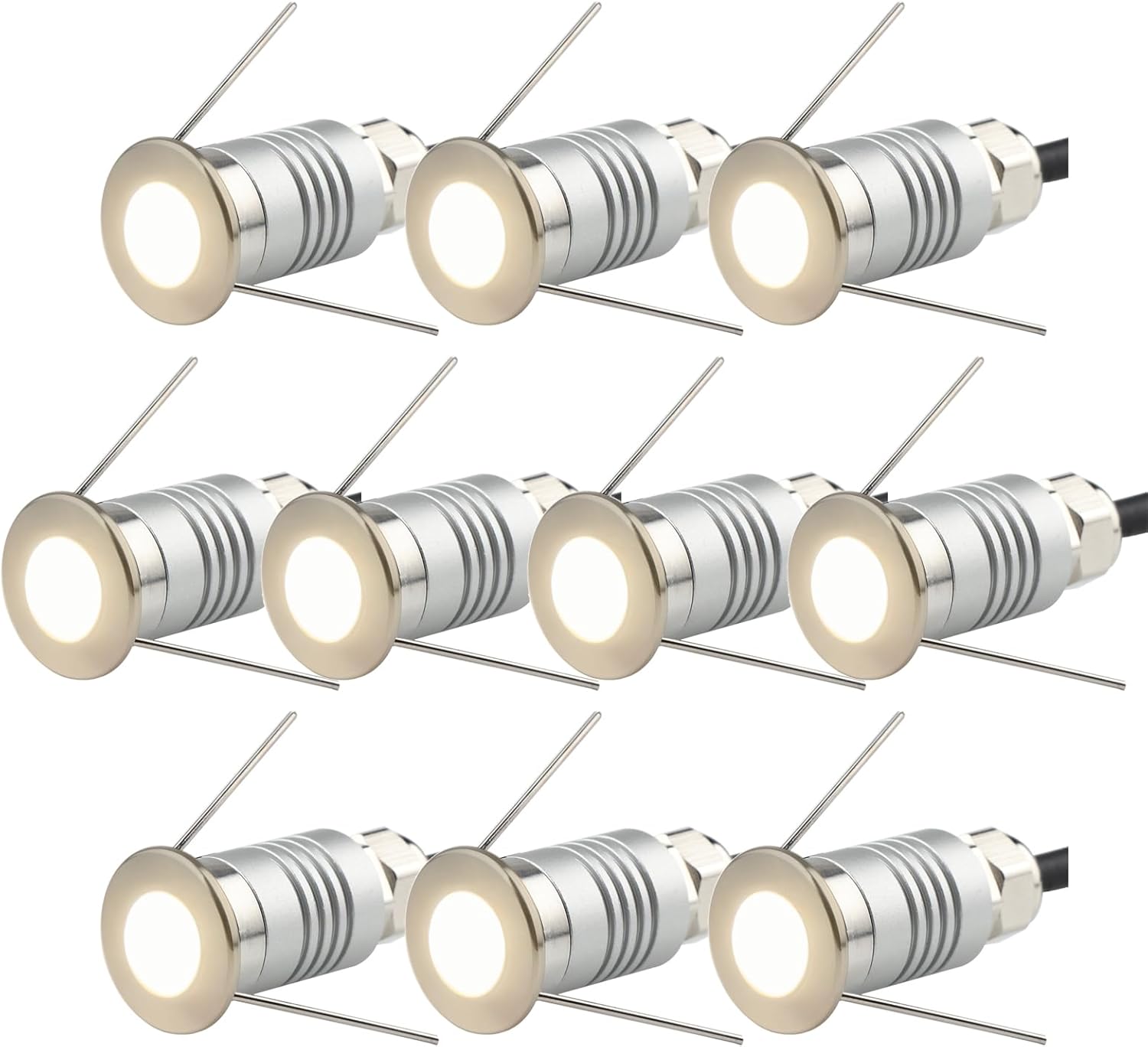 LED Mini In-Ground Starlight, 1W 24V DC Low Voltage Recessed Well Light, IP67 Waterproof, Buried Underground Marker Outdoor Landscape Lighting,Warm White 3000K (24V DC, 10 Pack)