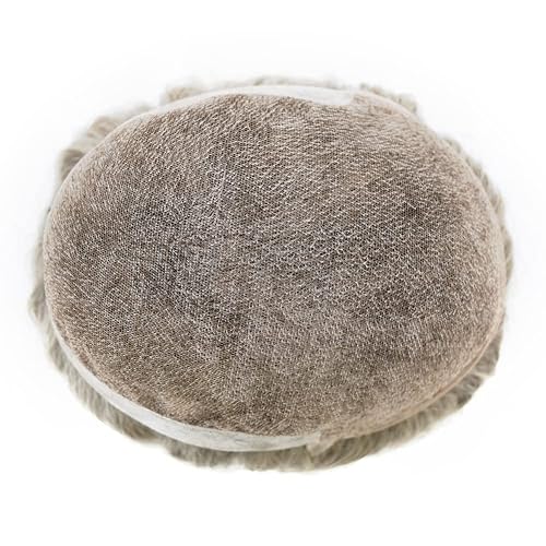 Vista 321 de Mens Toupee Remy sistema de cabello humano para hombres nudo blanqueado tupé pieza de pelo para hombres encaje francés tupé para hombres postizo 7X9