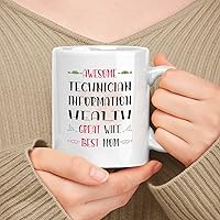 Vista 22 de Regalo feliz para el día de la madre para mamá, técnico de gis de hijo, hija o marido, regalo esposa de 11 onzas, taza de cerámica blanca de 15 onzas