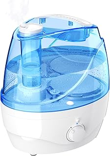 Cool Mist Humidifiers for Bedroom & Large room - Adjustable -360 Nozzle, 22db quiet,2.2L Water Tank, Auto-Shut Off, Humidifiers for Babies Nursery & Whole House(Blue-White)