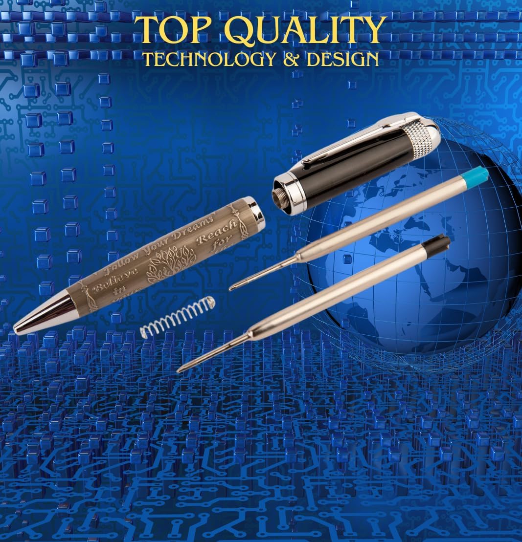 S&R Somit™ Fancy Pen for Men with Gift Box - Valuable Luxury Pen for Business and Office, Executive Gift for Family & Friends - Special Engraving & Led Decorative Box (BLACK SILVER)