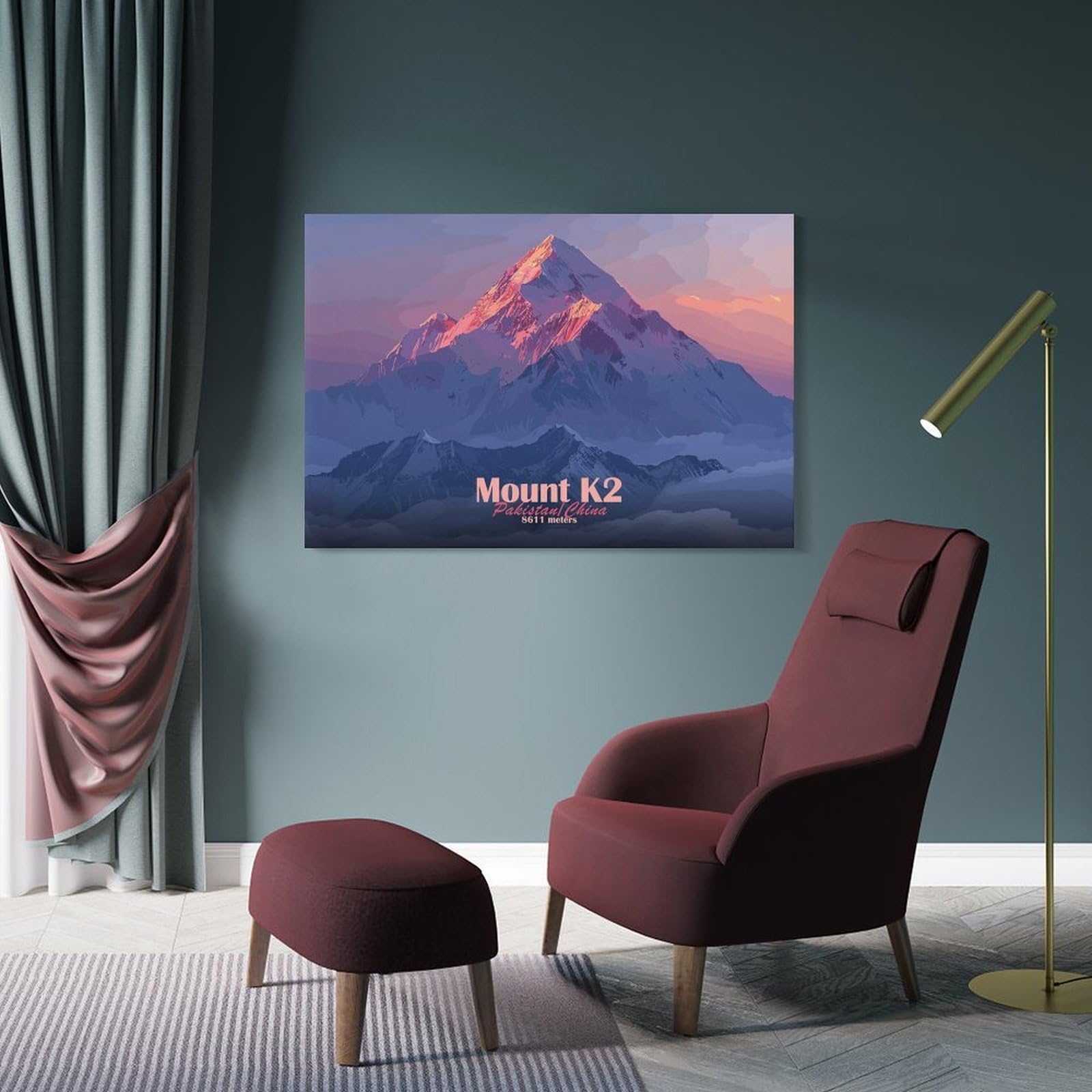 Junmoney Frame-Style-15 Mount K2 Illustration Decorative Canvas Print, 20X30inch(50X75cm), For New Home Styling, Lounge Or Bedroom, Wall Decor With Flexible Room Appeal