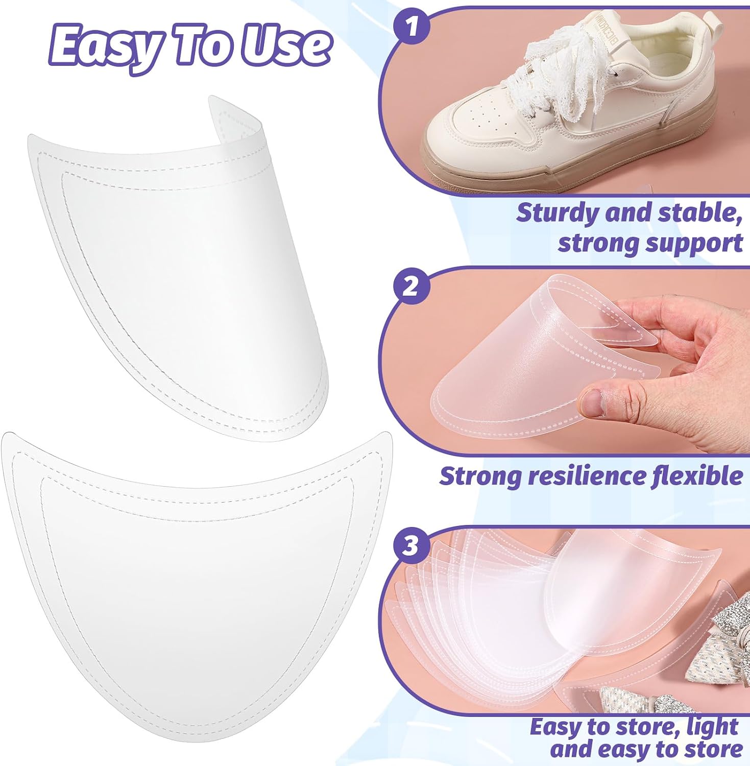 20PCS Plastic Shoe Tree Inserts, Transparent Shoe Shaper Keeper for Men Women Flexible Shoes Tree Shaper for Sneaker, Leater, Golf Mules and Boot