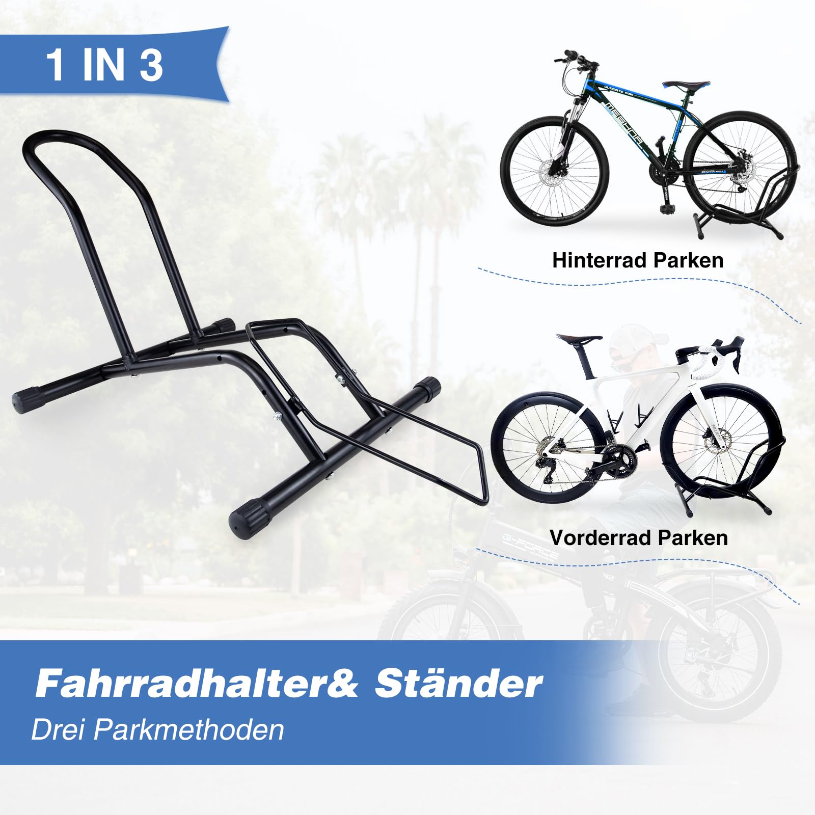 Lot de 2 Supports Réglables Professionnels en Acier pour Vélos - Stable pour VTT, Électriques et de Route de 20 à 29" (Noir-2 supports de vélo, Convient aux vélos de 20 à 29 pouces)