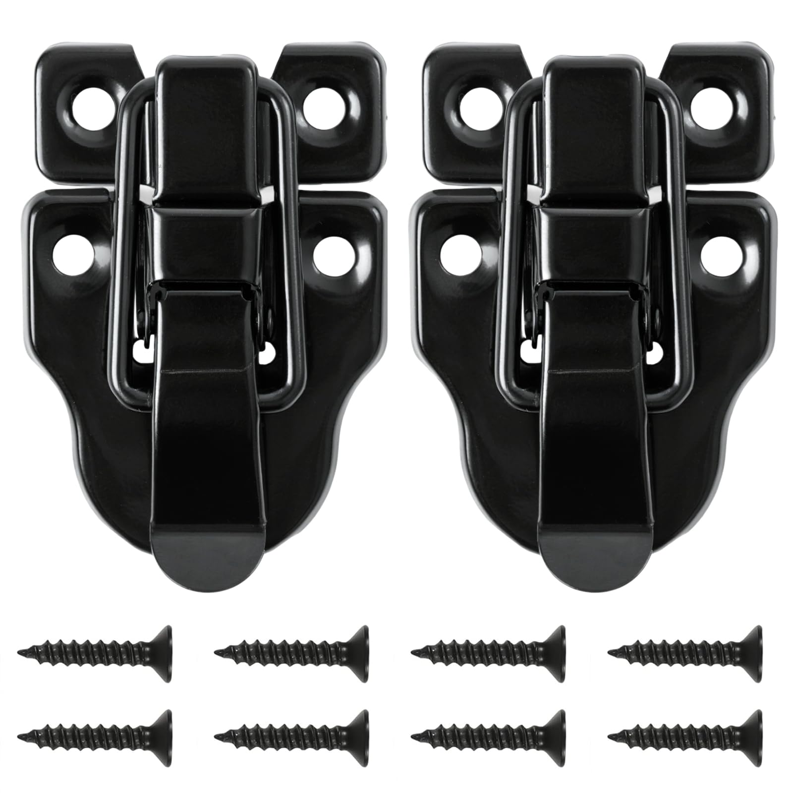 Clofiak 2 Pcs Small Hasp Latches for Wooden Boxes, Toggle Box Buckle Latch Lock Replacement, Duckbilled Chest Latches for Cabinet Storage Road Case Guitar Case Door Latch Hardware