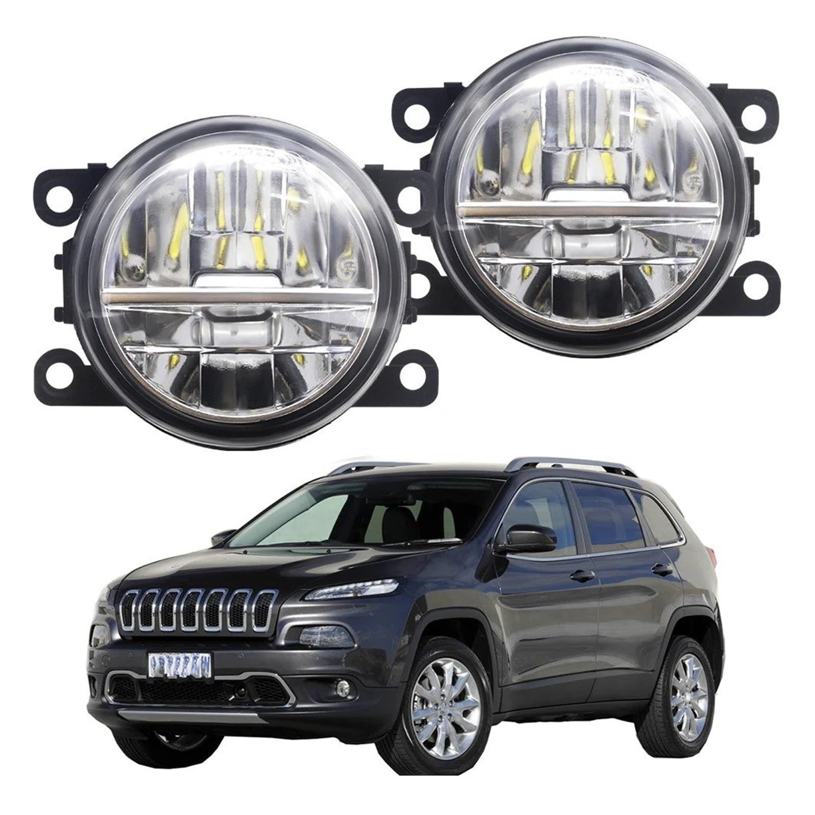 Faro Delantero Para Jeep Para Cherokee KL 2014-2016 Conjunto Luz LED Antiniebla Coche Lámpara Circulación Diurna Externa DRL 30W 6000LM Faro Antiniebla(JZ Yellow)