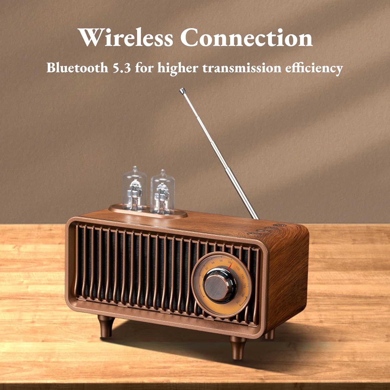 Mini Wooden FM Radio, PortableSpeaker with Built in 1500mAh Battery and Powerful DSP Chip, for U Disk, Memory , AUX