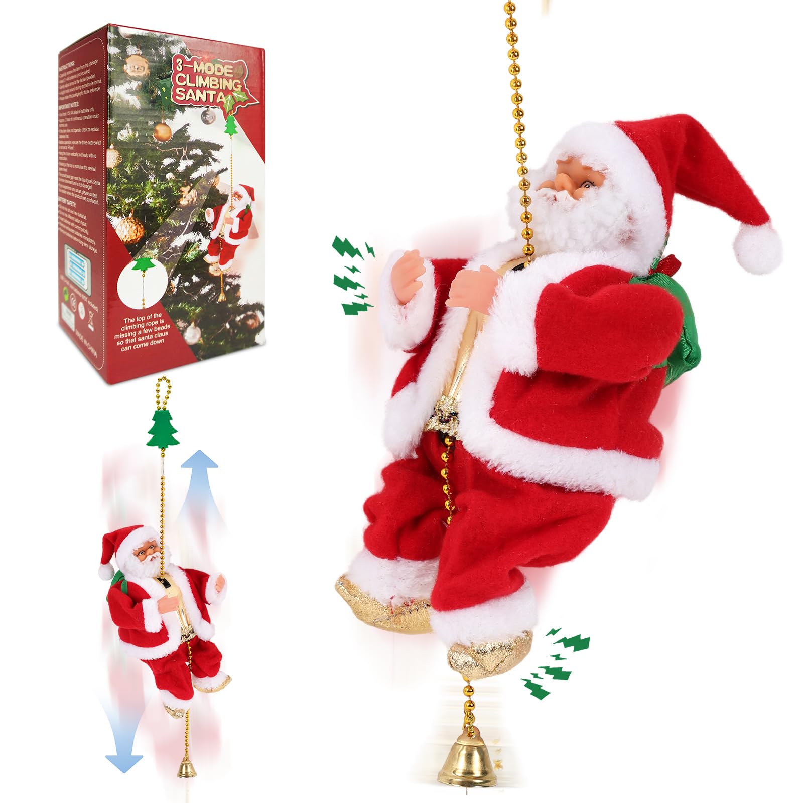 Amazon.com: Gfilay 3-Mode Climbing Santa on Rope, Animated Musical