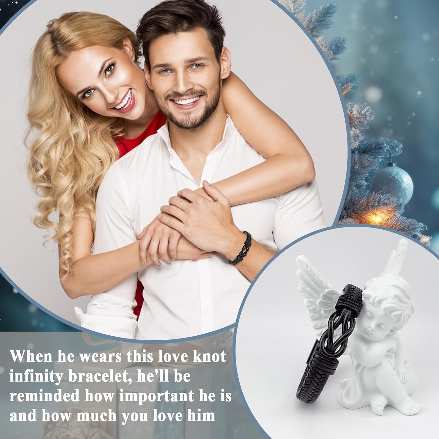 Gifts for Men Infinity Leather Bracelet for Dad New Daddy Husband Boyfriend Son Grandson Brother Nephew Uncle Brown Braided Engraved Leather Jewelry Gifts for Fathers Day Birthday Christmas - Image 5