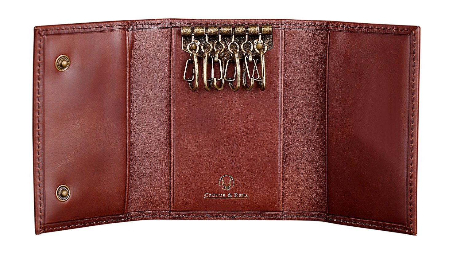 Cronus y Rhea® | Luxury Key Case Exclusive Leather (Janus) | Llavero | Cuero real | Con elegante caja de regalo | Hombres - Mujeres (Marrón oscuro)