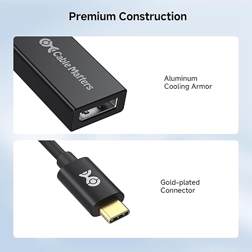 Miniatura 7 de Cable Matters Adaptador unidireccional USB C a DisplayPort 1.4 de 32.4 Gbps, 4K a 240 Hz, 8K a 60 Hz y soporte HDR, Thunderbolt 4 / USB4 compatible