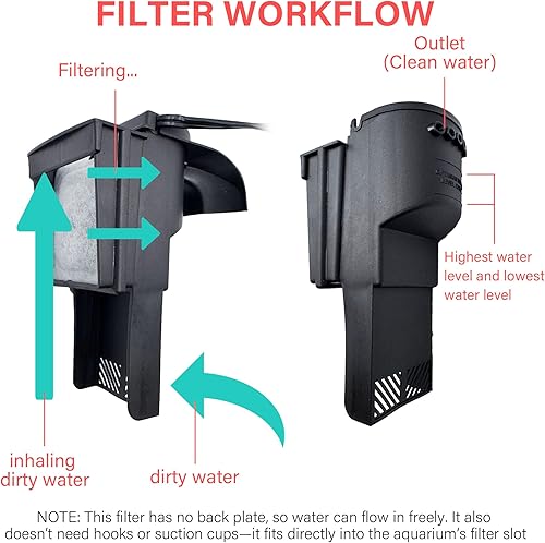 Miniatura 5 de Filtro de energía, bomba de filtro de tanque de peces para Koller Products 3 galones Hex Aquarium