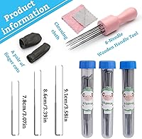 Vista 2 de IMZAY 60 agujas de fieltro de lana, agujas de fieltro de 3 tamaños con mango de madera, herramientas de fieltro de aguja, suministros de fieltro