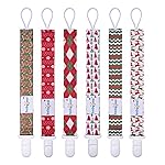 babygoal Christmas Pacifier Clips, 6 Pack Binky Paci Holder and Leash Fits for Most Pacifier, Binkies and Xmas Gift 6PB19